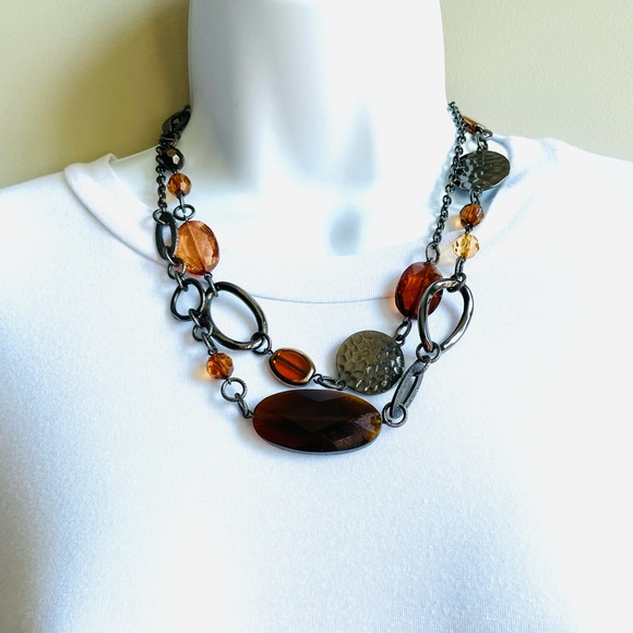New 44” Gunmetal Orange Necklace - Picture 7 of 8